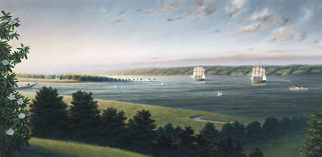 Belle Haven, View Down the Potomac circa 1800, Painting by Christopher James Ward