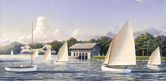 Charles River, Boston, Massachusettes, 1897, Historical Maritime Painting by Christopher James Ward