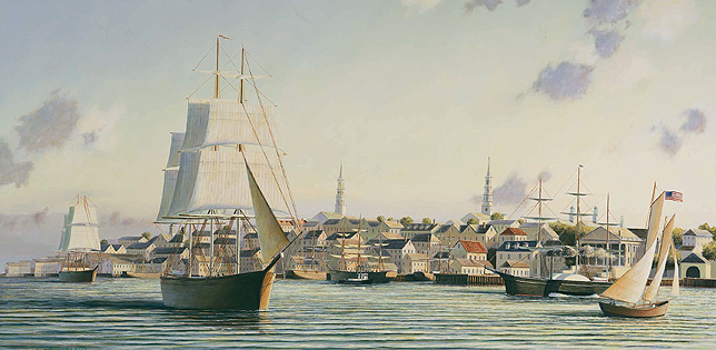 Charleston South Carolina circa 1800, Historical Maritime Painting by Christopher James Ward