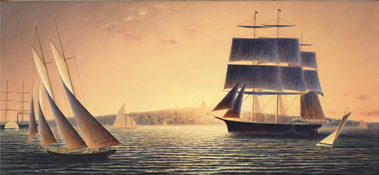 Sunset, Boston Harbor, Painting by Christopher James Ward